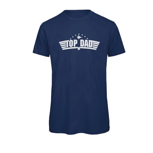 Top Dad T-Shirt Herren Lustiges Papa Geschenk zum Vatertag Geburtstag Bio Baumwolle Cooles Flieger Design für Vater Navy M