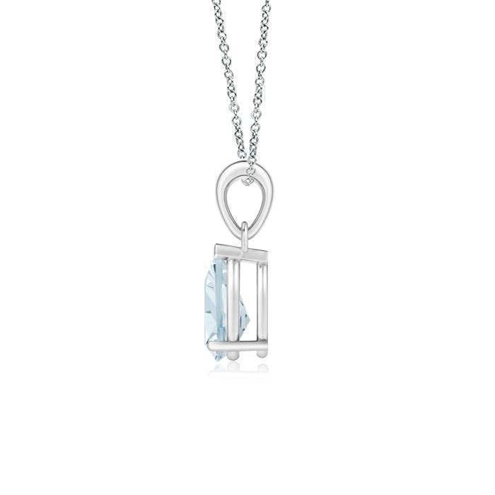 Angara Natural Aquamarine Solitaire Pendant Necklace for Women, Girls in Platinum (Grade-A | 8x6mm) March Birthstone Jewelry Gift for Her | Birthday | Wedding | Anniversary - Image 3