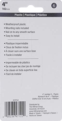 Hillman 839762, 4-Inch Black House Number 6, Nail Plastic #TOP2