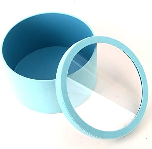 Flowers Gift Packaging Boxes with PVC Window Florist Flower Arrangement Hat Paper Gift Box Valentine's Day Party Supplies (Blue)