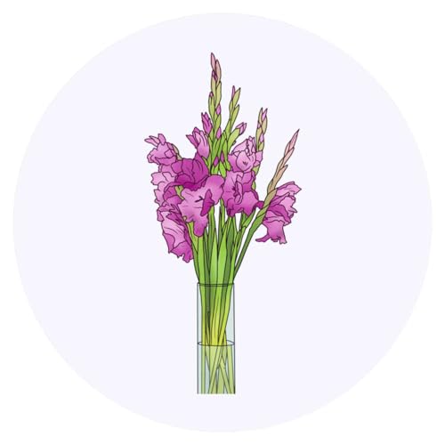 24 x 40mm Round 'Vase of Gladiolus Flowers' Stickers (SK00066439)