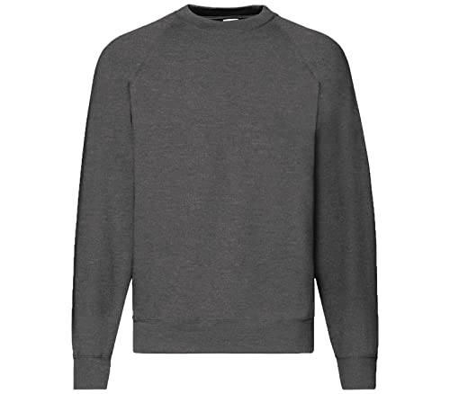 Fruit of the Loom Felpa Raglan da uomo 62-216-0, Dark Heather + 1 Hl Comprare Blocco note, L