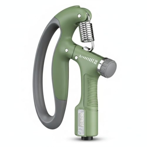 Image of Digital Counter Hand Grip Strength Exerciser U-Shaped Design Adjustable Hand Gripper Metal Spring Finger Exercise Exerciser Knurled Knob, Green|Hand Grippers|Sporting Goods