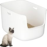 Cuddpaw Jumbo Extra Large Cat Litter Box - High Sided Low Entry Open-Top Anti-Splash Pan for Multiple Cats, Kittens & Senior Cats, 22.6"x15.4"x13.9", White