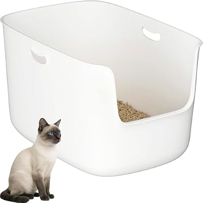 Cuddpaw Jumbo Extra Large Cat Litter Box - High Sided Low Entry Open-Top Anti-Splash Pan for Multiple Cats, Kittens & Senior Cats, 22.6"x15.4"x13.9", White