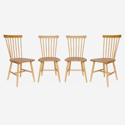 Sweeek - Juego de 4 sillas naturales con barrotes de madera de caucho. Romie. 50,8 x 44,2 x 90 cm
