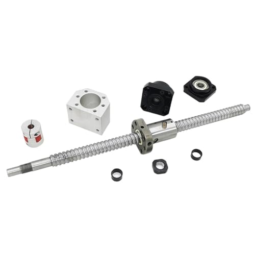 Metal Ball Screw nut end Processing Ball Nut SFU1605 200-1000mm Ball Screw FKFF12 Support Block DSG16H Nut Housing 6.35mm Jaw Coupling(600mm)