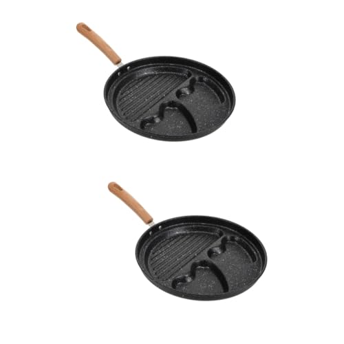 OSALADI 2 Piezas sartén para tortillas sartén de inducción quemador cocina de inducción wok sartén partida sartén antiadherente cacerola de huevo japonesa sartén de huevo el plastico Black