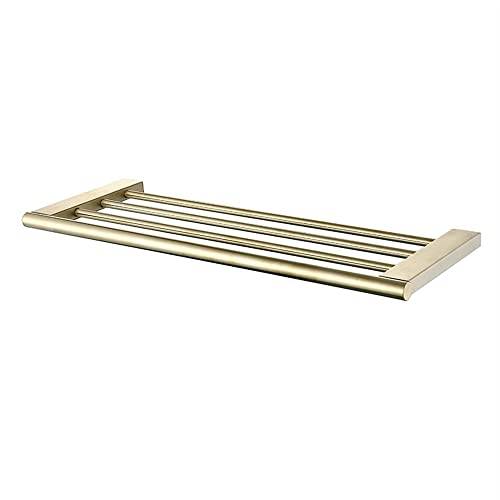 Porte-serviettes de salle de bain en métal brossé anti-rouille avec étagère de rangement