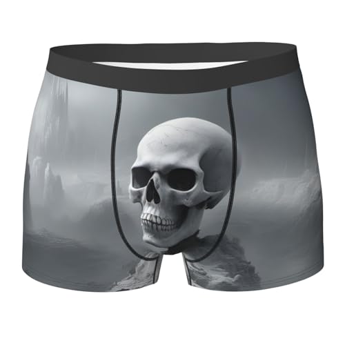 yyunbmr Cool Funny Boxer Briefs for Men Humorous Trunks 3D Cut Underwear Mens Fashion Shorts White Punk Skul Print, Black, XXL