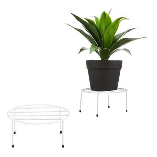Image of Amazon Brand - Solimo Metal Flower Pot Stand (White, Set of 10, Round) | Gamla Stand for Home | Plant Stand for Balcony | Premium Flower Pot Stand | Plant Stand for Living Room