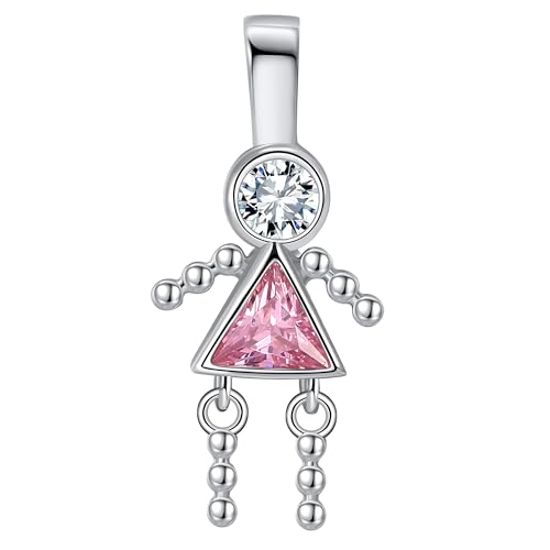 Birthstone Family Pendant for Women by Ginger Lyne - Female October Birth Month Stainless Steel Person Charm for Mom or Grandma’s Necklace Personalized Family Tree Jewelry Accessory for Grandmothers