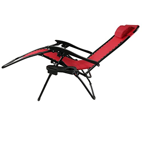 Sunnydaze Outdoor Xl Zero Gravity Lounge Chair With Pillow And Cup Holder Folding Patio Lawn Recliner Red Set Of 2 #TOP5
