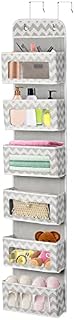 Over Door Storage Organiser 6-Tier Fabric Hanging Shelves Foldable Hanging Door Storage Bag Wardrobe Closet Hanger Organizer Clear Window Pocket Toys Baby items Nursery Hanging Finishing Holder