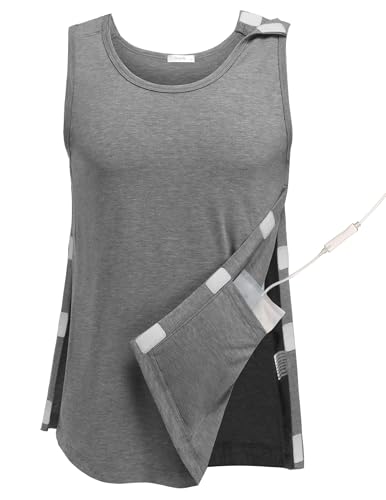 Deyeek Women's Shoulder Surgery Shirts Chemo Port Shirts for Women Post Rotator Cuff Surgery Clothing for Surgery Recovery