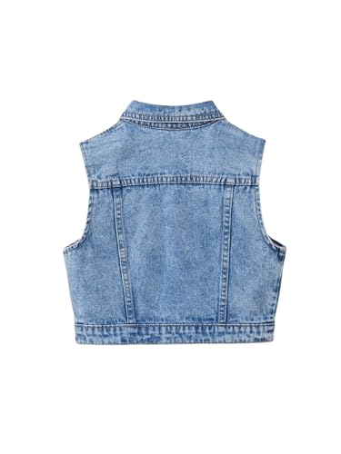 SweatyRocks Girl's Denim Vest Button Down Sleeveless Jean Jacket Outerwear with Pockets2