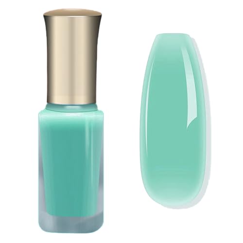 Jelly Nail Polish - Translucent Green Blue Nail Polish Quick Dry - Neutral Color Long Lasting Turquoise Nail Varnish - Highly Pigmented Sheer Clear Top Coat,No Need Baking for French Manicure DIY