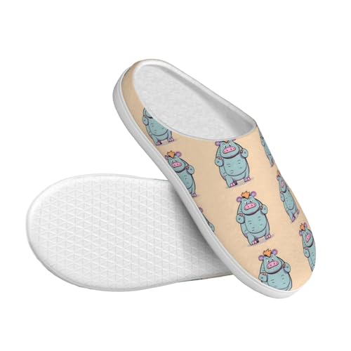 Chaussons peluche hippopotame EdWal anti-glisse pour pieds froids - 3