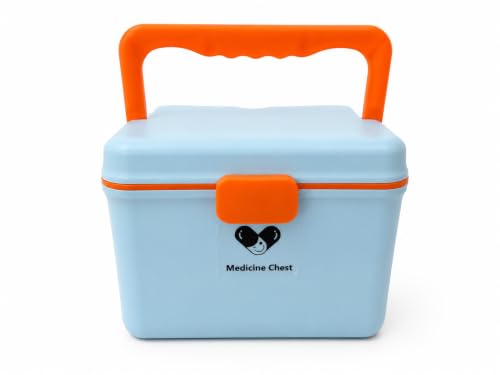 Image of HomeCloud Plastic First Aid Box with Tight Lock Mechanism & Convenient Handle | Multi-Purpose Medicine Storage Organizer for Medicines, Bandages, Ointments & Medical Tools (Dark Blue)