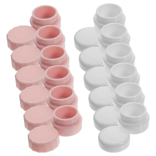 Beavorty Envases Rellenable para Maquillaje 12 Piezas, Frascos Plásticos Vacíos con Tapa, Capacidad 3g, Colores Rosado y Claro, Caja Portátil para Cremas y Lociones, Ideales para Viaje