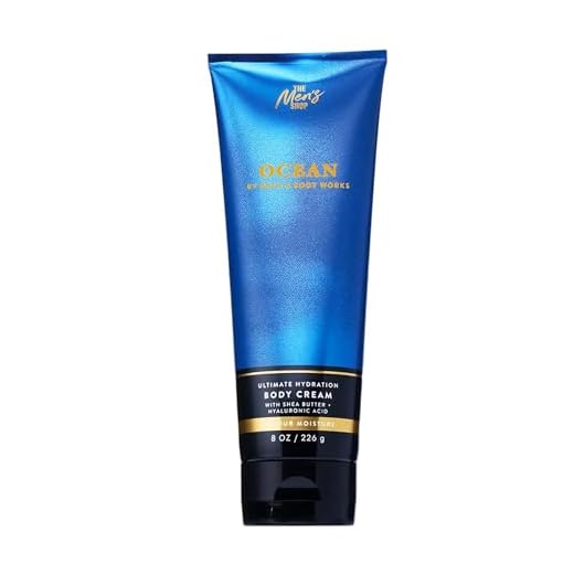 Bath & Body Works Men’s Body Cream, Ocean Scent, Ultimate Hydration Moisturizer with Shea Butter & Hyaluronic Acid for Dry Skin, Coastal Air & Cypress Scent, 8 oz - 1 Pack