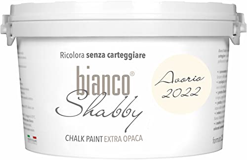 bianco Shabby® Avorio 2022 farba kredowa na bazie wody do wszystkich powierzchni – bezzapachowa, łatwa w obróbce, bardzo matowa