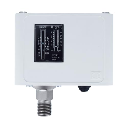 Danfoss Mild Sheet 0.7 Bar To 4 Bar Pressure 1 Way Pressure Switch- KP 35, 12.5 Cm X 5 Cm X 9 Cm, White