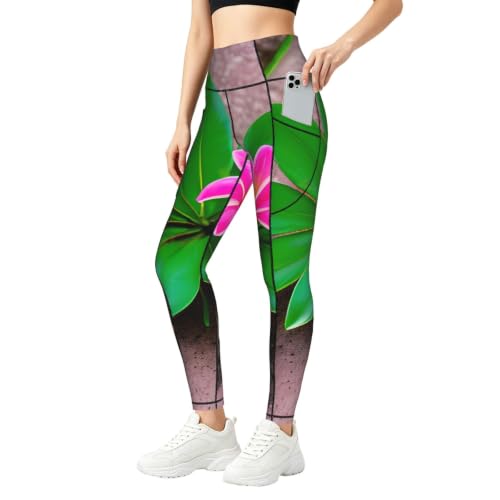 Leggings con estampado de plantas tropicales ideales para tu rutina de yoga y el café diario