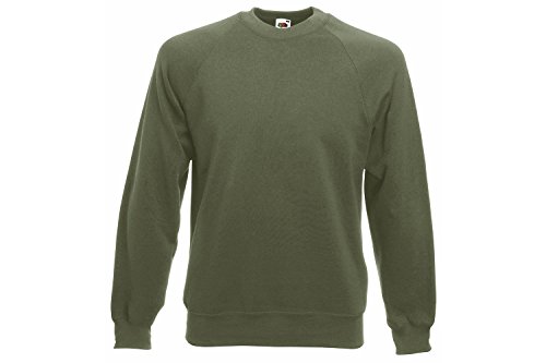 Fruit of the Loom Men's Raglan Sweat Sweatshirt, Matte, Green (Classic Olive 59), L