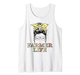 Farmerlife Farmer Life Woman Face Sonnenblume Bandana Geschenk Tank Top
