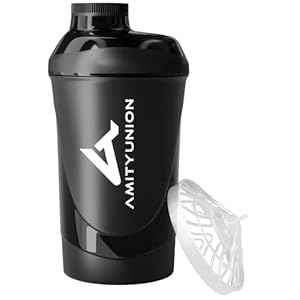 Protein shaker 800 ml met zeef – ORIGINAL Fitness Mixer – proteïne shaker lekvrij – BPA vrij, met schaal voor romige weiproteïnepoeder shakes, proteïne isolaat en BCAA concentraten in zwart deluxe