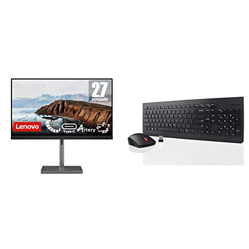 Image of Lenovo L27m-30-2022 - Everyday Monitor - 27 Inch FHD - 75 Hz - AMD FreeSync & 510 Wireless Keyboard & Mouse Combo, 2.4 GHz Nano USB Receiver, Full Size, Island Key Design