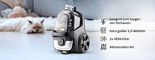ETA Beutelloser Staubsauger Grande Animal I 850W I 2X HEPA-Filter I 3.2l Volumen I Einzigartiger DermoPet-Aufsatz für Tierfelle und Tierhaare I Bodenstaubsauger