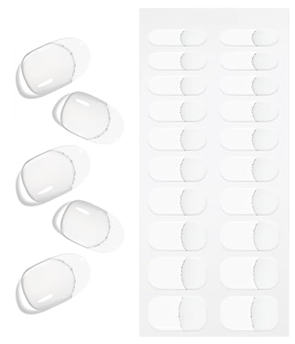 Lámina de uñas blanca con punta francesa, transparente, KALEFUL Gel para uñas, autoadhesiva, resistente a los rayos UV, decoración de uñas, accesorios de diseño de uñas