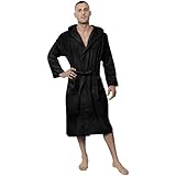 KAPUZEN-BADEMANTEL FÜR HERREN - Fühlen Sie sich rundum geborgen in diesem Herren Bademantel aus 100% hochwertiger Baumwolle (350 g/m²) mit langärmligem Schnitt und Kapuze, 2 Taschen, Gürtel (2 Schlaufen) und V-Kragen mit Schlaufe zum Aufhängen: Weich und strapazierfähig, warm und saugfähig, verlassen Sie Ihr Badezimmer mit Stil und Komfort und fühlen Sie sich zu Hause wie im Hotel