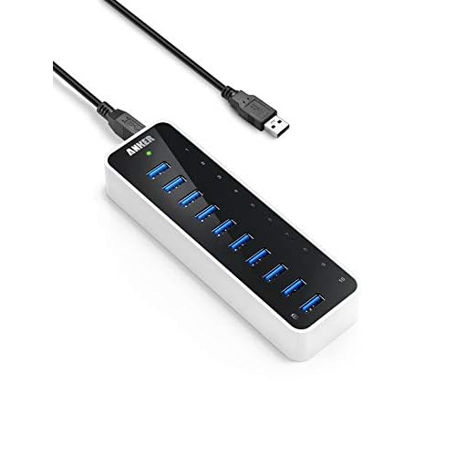 Anker USB A Hub, USB 3.0 Hub, 10 Ports USB Hub for Laptop & PC, for MacBook, Mac Pro/Mini, iMac, XPS, Surface Pro, Galaxy Series, Mobile HDD and More