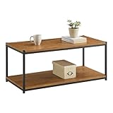 Tall Center Table Coffee Table by CAFFOZ Furniture Designs | Storage Shelf | Sturdy | Easy Assembly | Brown Oak Wood Look Accent Furniture with Metal Frame