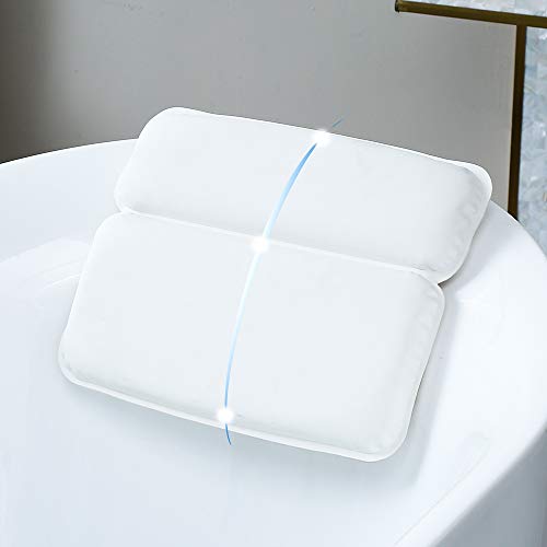 Original Spa Bath Pillow Soft Bath Cushion Bath Tub Neck Pillow with Suction Cups, Shoulder Neck and Head Support Bath Pillow, Waterproof, 2 Panel