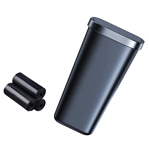 車 ゴミ箱 ボトル型ゴミ箱 蓋付き プッシュロック タッチ開閉 車用ゴミ箱 倒れない 大容量 コンパクト 防水 ゴミ袋45枚付属ドリンクホルダー コンソールボックス 後部座席など車内のさまざまな場所に対応 ブラック