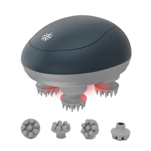 Image of Cult Aura Head Massager with Red Light Therapy | Silicone Heads with 4 Extra Attachments for Stress Relief & Relaxation