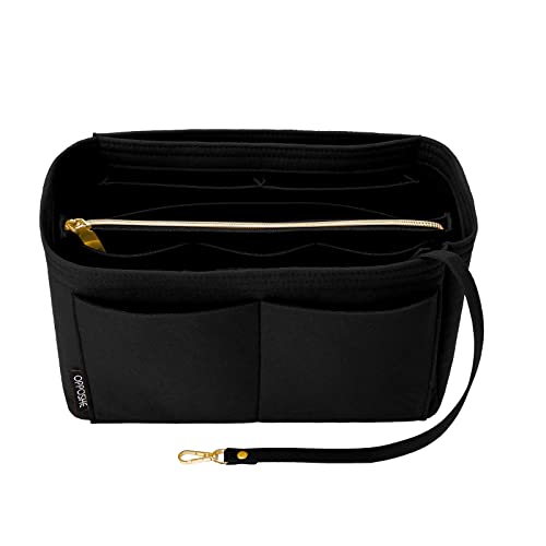 Image of OPPOSHE Purse Organizer Insert for Handbags, Softened Felt Bag Insert Organizer for Tote, Handbag Organizer Compatible with LV, Coach, MK, Kate Spade, Goyard, Longchamp (Black, Medium)