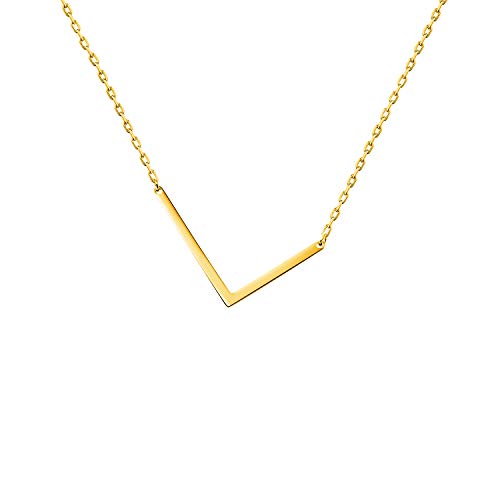 WIGERLON Stainless Steel Initial Letters Necklace for Women Color 18K Gold Plated from A-Z Letter L