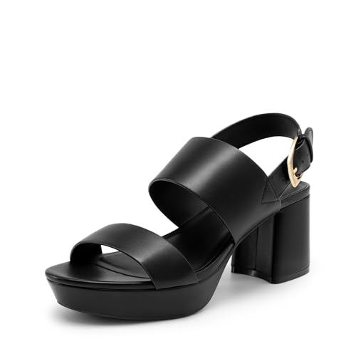 Image of DREAM PAIRS Women's Comfort Chunky Heel Sandals - Platform Block Heels with Adjustable Buckle, Stylish & Comfortable for Daily Wear, Work, & Party Events