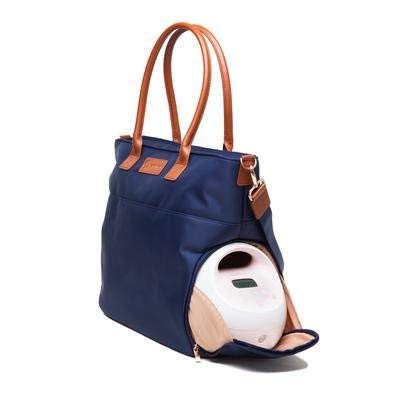 Sarah Wells Abby Breast Pump Bag with Real Leather Straps (Navy)
