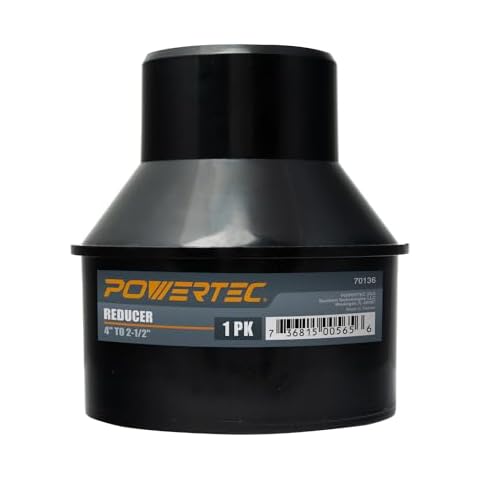 POWERTEC 70136 4 Inch Hose to 2-1/2 Inch Hose Cone Reducer, Dust Collection Fittings for Dust Collection Hose, Dryer Vent Hose & Shop Vacuum Hose Connection, 1 Pack Cover