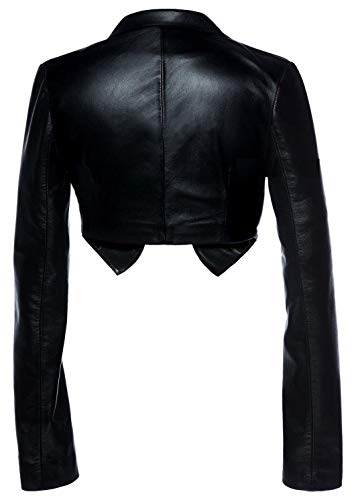 Womens Leather Shrug 100% Genuine Lambskin Leather Crop Moto Bolero Shrug Black Jacket Slim Fit WJ0202