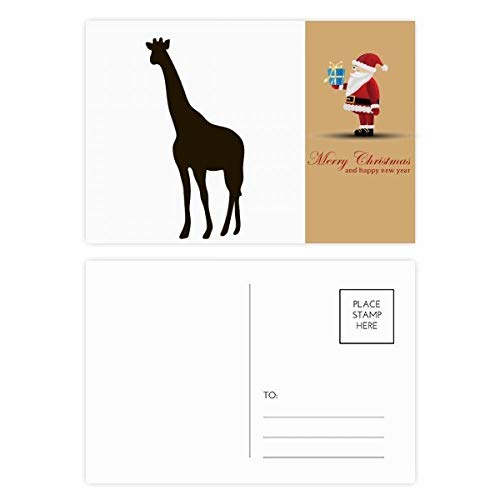 Cartes postales de Noël lot de 20 motif girafe noir et illustration animal mignon