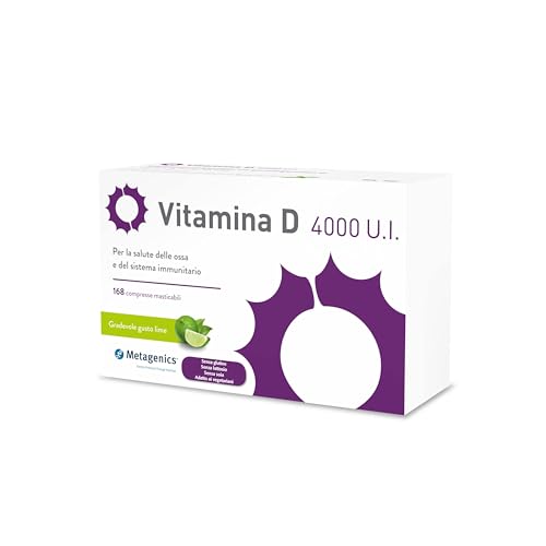 Metagenics Vitamina D3 4000 U.I. - Integratore Alimentare Sistema Immunitario - Per la Salute delle Ossa - Gusto Lime - 168 Compresse Masticabili