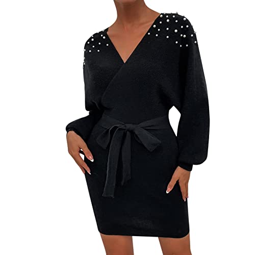 Robe pull en laine de qualité supérieure avec détails perles femme