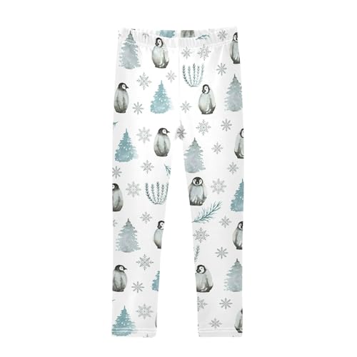 CaTaKu Girls Leggings Penguins Snowflke Trees Leggings for Girls Kids Athletic Workout Yoga Pants Size 4-10T